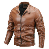 80's Leather Jacket Fall Winter Men Coat Fleece Padded Clothes Motorcycle Clothing