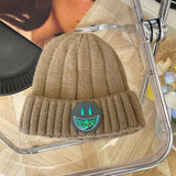 Women Beanies Autumn and Winter Smiling Face Woolen Cap Female Couple Knitted Cold Cap