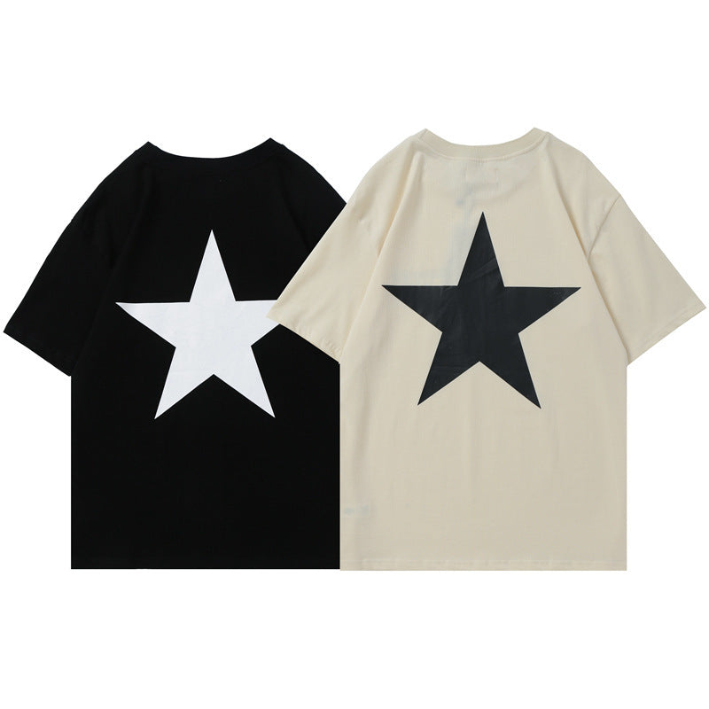Fog T Shirt Double Line High Street FivePointed Star Short Sleeve Tshirt for Men and Women fear of god
