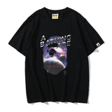 A Ape Print T Shirt Summer Milky Way Ape Head Short Sleeve T-shirt