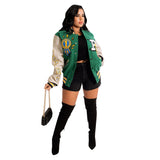 First Row Varsity Jacket Color Matching Press Button Printed Double-Layer Thread