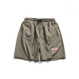 Men Shorts Men's Clothes Summer Wear Vintage Men's Shorts Casual Loose Small Square Plaid Elastic Beach Pants