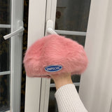 Toque Rabbit Fur Beret Children Winter Painter Cap Children British Style