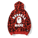 A Ape Print Jacket Camouflage Male and Female Couples Wear plus Size Loose Pullover Hoodie Sweater