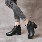 Coachella Ankle Boots Autumn and Winter Vintage Mid Heel Fleece-Lined Cotton Boots