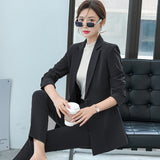 Women Pants Suit Uniform Designs Formal Style Office Lady Bussiness Attire Autumn Fashion Mid-Length Suit Two-Piece Suit for Women
