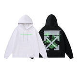 Autumn And Winter Fluorescent Green Luminous Machinery Drawing Elements Hooded Sweater For Men And Women