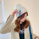 Women Beanies Autumn and Winter Personality Patch Knitted Woolen Cap
