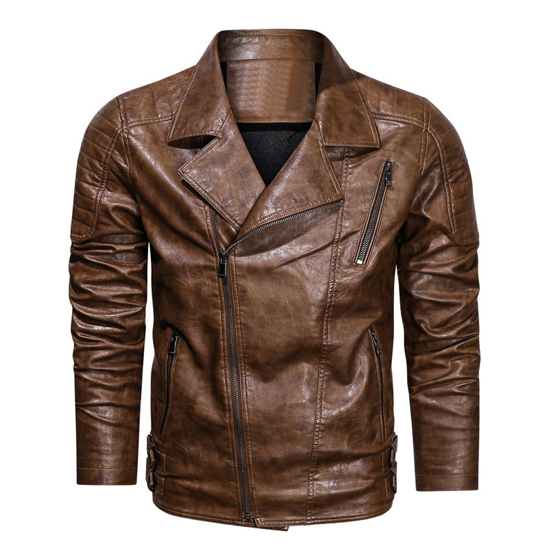 1970 East West Leather Jacket Fall Winter Men's Leather Washed PU Leather Jacket Men's Coat