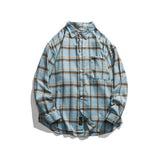 Men Shacket Long Sleeve Autumn Shirt Autumn Loose Plaid Shirt Men