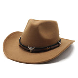 Wester Hats Woolen Jazz Top Hat Men's Ladies' National Style Autumn and Winter Felt Cap Broad-Brimmed Hat