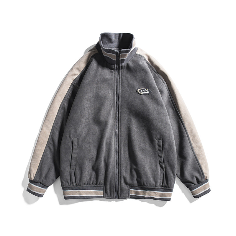 Men's Erect-Collar Jacket Men's Spring plus Size Retro Sports Loose Fashion Brand Baseball Uniform Men's All-Match American Workwear Jacket Men's Men Jacket