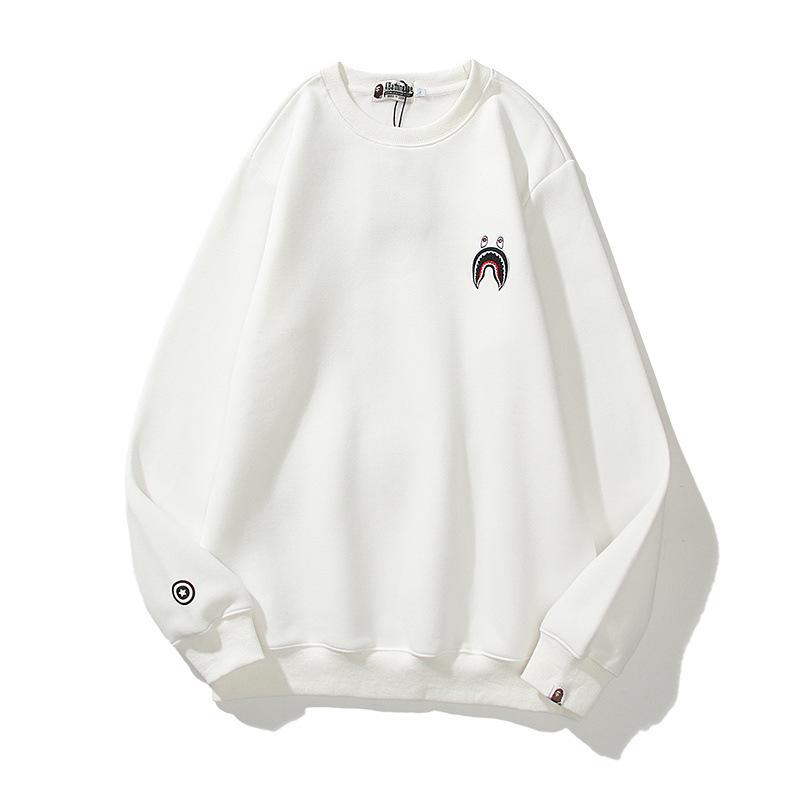 A Ape Print Sweatshirts Winter Men and Women Shark Logo Print round-Neck Pullover