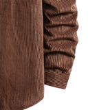 Men's Corduroy Stitching Long Sleeve Retro Sports Large Size Fashion Trend Casual Men Shirt