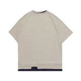Men T Shirt Summer Casual Tops Men's Clothes Summer Wear Retro Men's round Neck Short Sleeve Casual Snow Mountain Fake Two-Piece T-shirt Fashion