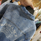 Pearl Jean Jacket Vintage Denim Jacket Women's Back Printed Letters Jacket