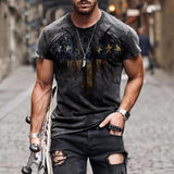 Tactics Style T Shirt for Men Summer and Autumn round Neck Cap Loose Short Sleeve T-shirt