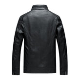 1970 East West Leather Jacket Autumn and Winter Men's Wear Casual Motorcycle PU Leather Jacket Velvet Padded Thickened Coat