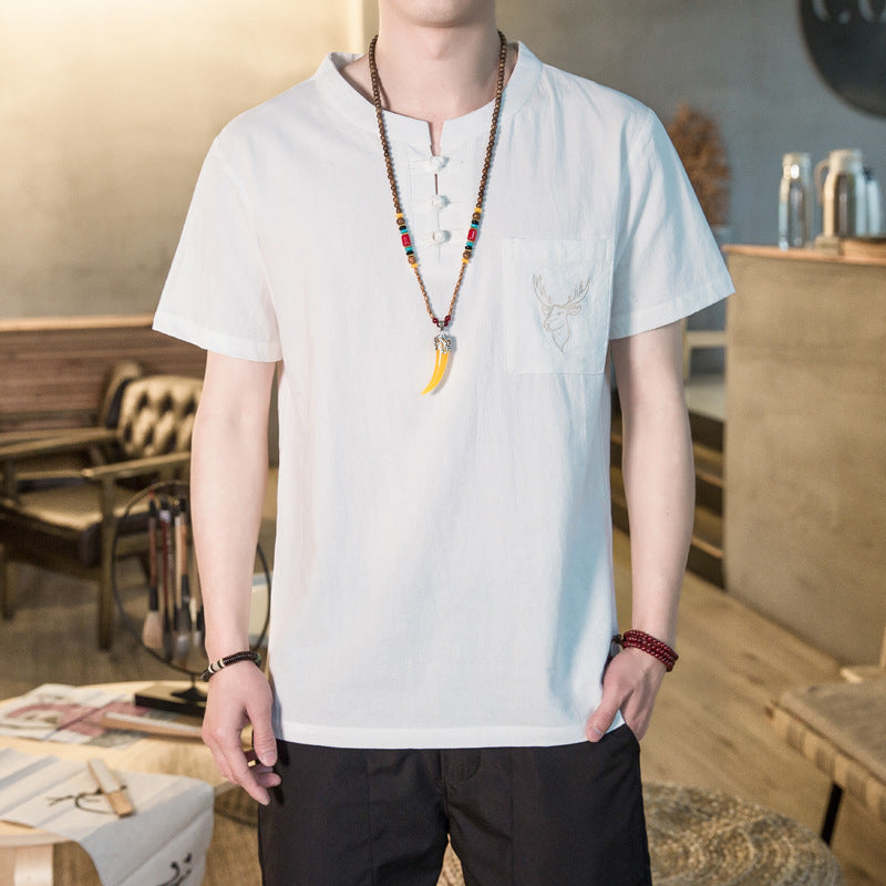 Men Tshirt Casual plus Size Top Summer round Neck Short Sleeves T-shirt Men's Loose