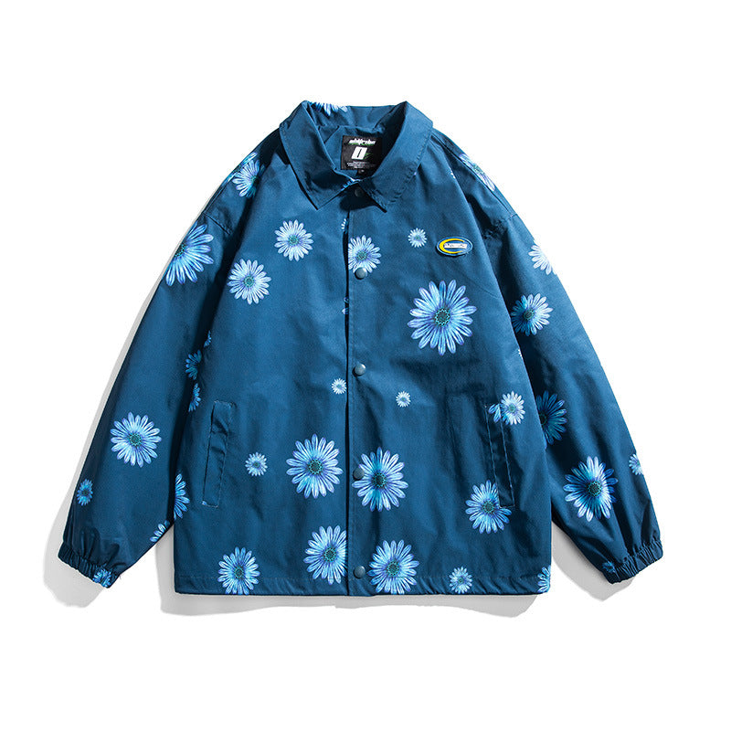 Men's Spring Printed Stitching Stand Collar Jacket Large Size Sports Retro Men's Youth Retro Jacket Men's Fashion Men Jacket