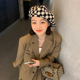 Beret Hat Autumn and Winter Chessboard Plaid Women's Summer Cloud Hat