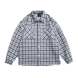 Men Shacket Long Sleeve Autumn Shirt Autumn Thickening Fresh and Loose Pocket Plaid Shirt