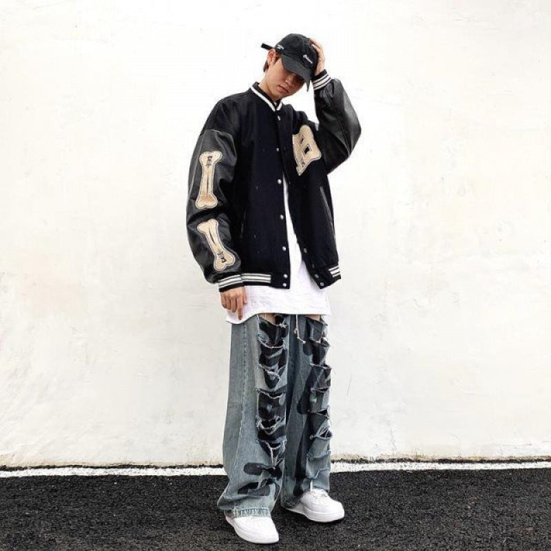 Varsity Baseball Jacket for Men Coat Men Autumn Hip Hop Baseball Uniform Men Loose Jacket Men