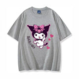Kuromi Costume Summer Kawaii Clow M Printed round Neck Short Sleeve Cotton T-shirt
