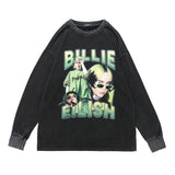 Mens Fall Outfits Big Talker Kanye Washed and Worn Long Sleeve T-shirt Men and Women Loose Hip Hop Couple Sweater