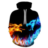 Fire and Ice Hoodie Spring and Autumn Printed Hoodie Sweater Trendy