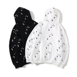 Autumn And Winter Full Printed Palm Letter Pullover Velvet Padded Hooded Sweatshirt