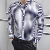 Men Shirt Fashion Slim Fit Shirt Long Sleeve Shirt Large Size Casual Top Spring Men's Long Sleeve Shirt Striped Coat Top Men's Shirt Handsome Casual Shirt