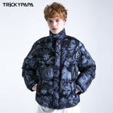 Men Fall Outfits Winter Tattoo Thickening Stand Collar Cotton Coat Jacket