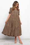 Red Peasant Dress Spring/Summer Puff Sleeve Plaid Polka Dot Stitching Loose Dress Long Dress