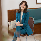 Women Pants Suit Uniform Designs Formal Style Office Lady Bussiness Attire Long Sleeve Spring and Autumn Slim Fit Slimming Professional Tailored Suit Two-Piece Set