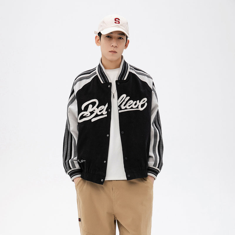 Varsity Men's Clothing Springtide Brand Splicing Coat plus Size Retro Sports Loose Couple Baseball Jacket Male Teenagers Student Men Jacket