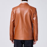 1970 East West Leather Jacket Sheepskin Leather Men's Short Motorcycle Lapel Leather Jacket Coat