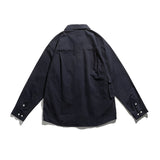 Men Shacket Long Sleeve Autumn Shirt Autumn Contrast Color Triangle Pattern Stitching Casual Shirt