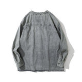 Mens Fall Outfits Spring and Autumn Washed Distressed Workwear Jacket Loose All-Matching V-neck Shirt Coat