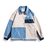 Spring Stitching Contrast Color Lapels Coach Jacket Men's Jacket Vintage Baseball Uniform Trendy plus Size Retro Sports Jacket Men Jacket