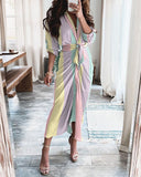 Red Peasant Dress Summer Long-Sleeve V-neck Buttons Printed Dress Long Dress Women's Dress
