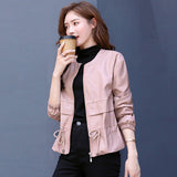 Hot Pink Motorcycle Jacket Spring and Autumn Fashion Early Autumn Top Tide