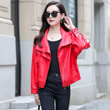 Hot Pink Motorcycle Jacket Short Biker's Leather Jacket Fall/Winter PU Leather Shirt