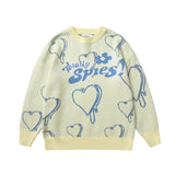 Men Fall Outfits Hip Hop Bear Jacquard Loose-Fitting Pullover Sweaters Coat