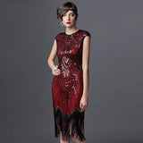 Flapper Dress Gatsby Costume Sequined Vintage Dress Ball Party Gown round Neck