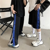 Harajuku Clothing Men Classic Retro Pants Straight Leg Pan Summer Color Block Wide-Leg Casual Pants Men and Women Straight Loose Trousers