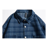 Men Shacket Long Sleeve Autumn Shirt Fall Lapels Cardigan Casual Plaid Shirt