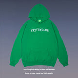 Men Fall Outfits Simple Letters Embroidered Hoodie Retro Loose Couple Hoodies