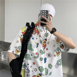 Harajuku Clothing Men's Tshirt Classic Retro Shirts Casual Shirt Summer Printed Men's and Women's Lapel Shirt Top