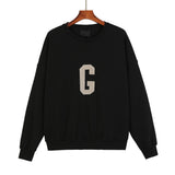 Fog Essentials Long Sleeve round Neck Sweatshirt Flocking Large G Letter Crew Neck Pullover Sweatshirt